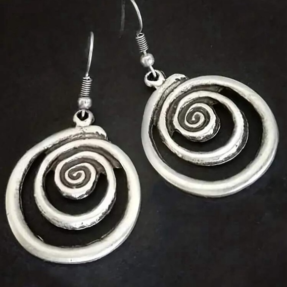 Silver Swirl Earrings - Picture 8 of 9